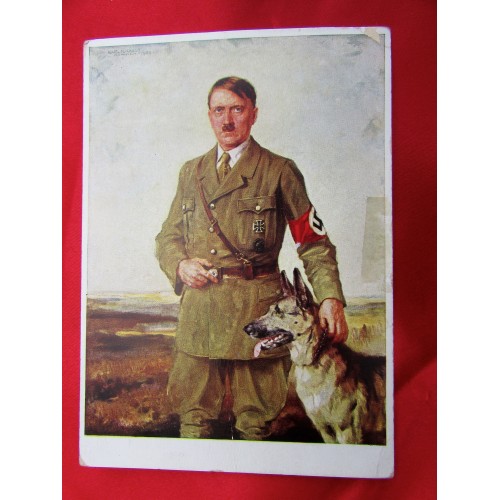 Adolf Hitler, Schäferhund Blondi, Photo Hoffmann Nr 427 Postcard # 5570