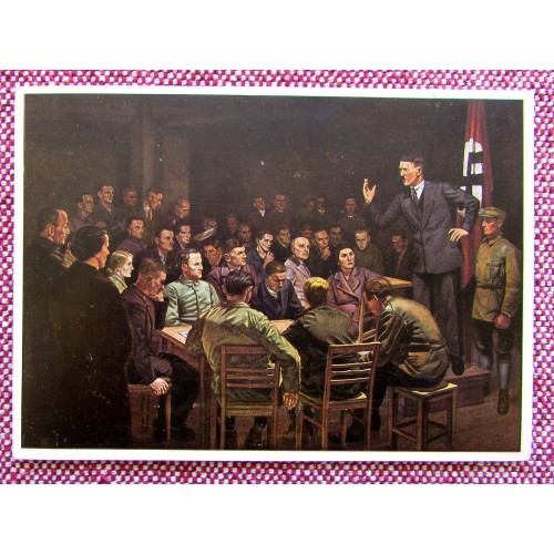 Artist Postcard H.O. Hoyer, Am Anfang war das Wort, Adolf Hitler Postcard 