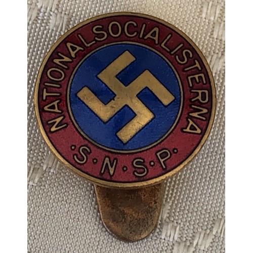 Swedish Nationalsocialistiska Arbetarpartiet Button Hole Badge # 6288