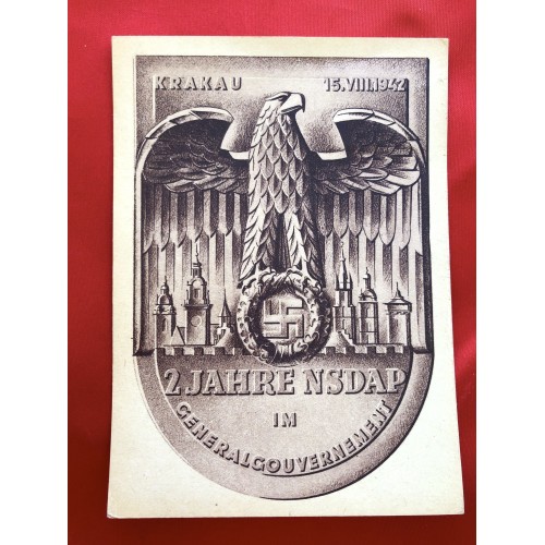 2 Year Anniversary NSDAP General Government Poland Postcard # 6356