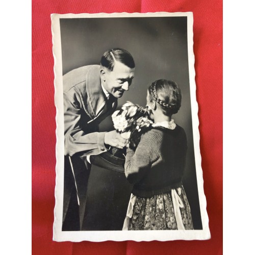 Hitler greeting girl Postcard # 6382