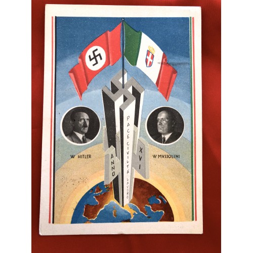 Hitler Mussolini Postcard