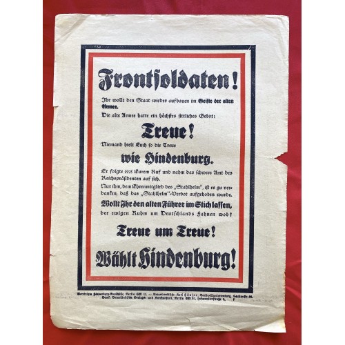 Hindenburg Campaign Flyer