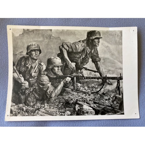 Artist Wilhelm Sauter Maschinengewehr, Wehrmachtsoldaten HDK 499 Postcard # 6898