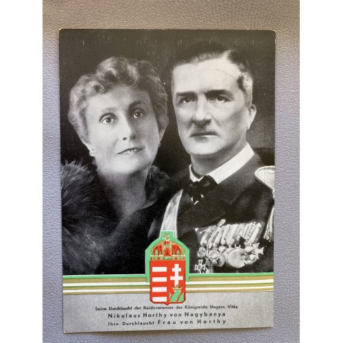 Nikolaus Horthy of Nagybanya and wife von Horthy Postcard # 6967