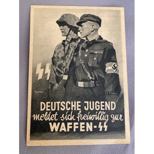 Deutsche Jugend meldet sich freiwillig zur Waffen SS Postcard