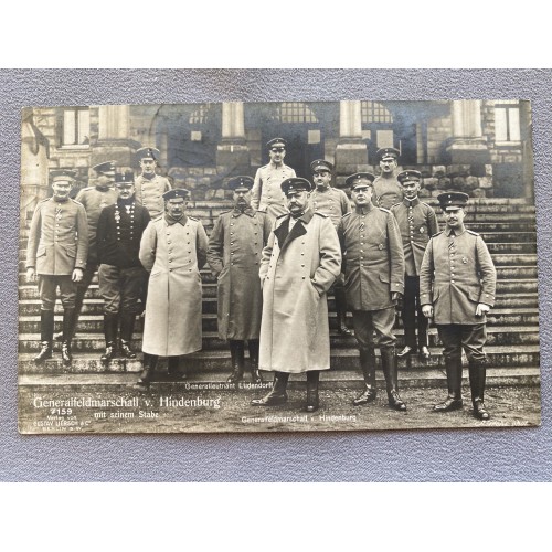 Generalfeldmarschall v. Hindenburg mit seinem Stabe Postcard # 7228