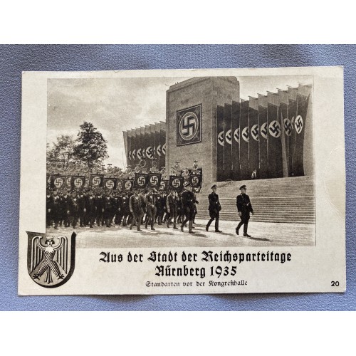 Aus der Stadt der Reichsparteitage Nürnberg 1935 Standarten vor der Kongresshalle Postcard # 7437