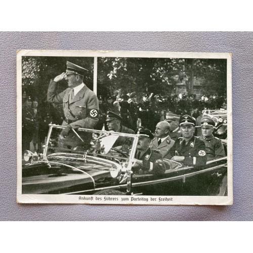 Hitler Schaub Streicher at Nuremberg Postcard