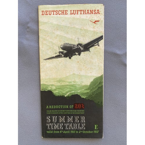 Deutsche Lufthansa 1937 Summer Time Table