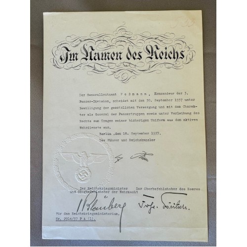 Adolf Hitler Signed Document # 8350