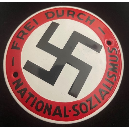 NSDAP "Freedom thru National Socialism" Enamel Sign # 8374