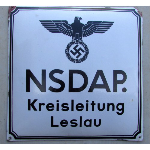 NSDAP. Kreisleitung Leslau Party Sign # 5010