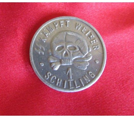 WW2 WWII German Elite coin SS Kampft Weiter 1 Schilling Kantine bar money 1938 