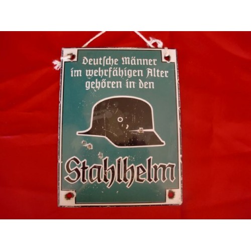 Stahlhelm Enamel Sign