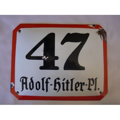 47 Adolf Hitler Pl. Enamel Sign # 2467