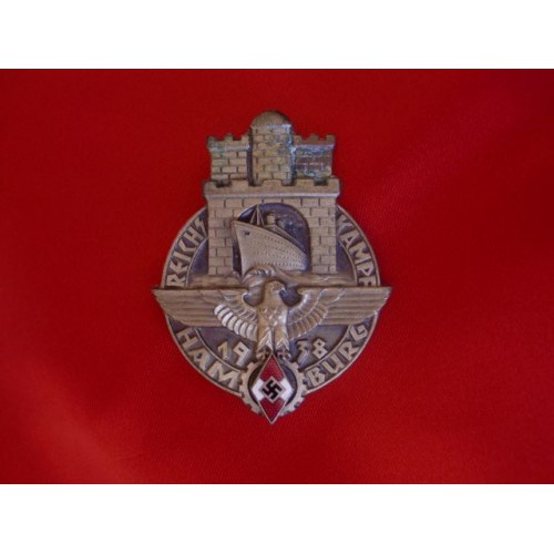 1938 Hitler Youth Reichskampf Hamburg Badge # 3471